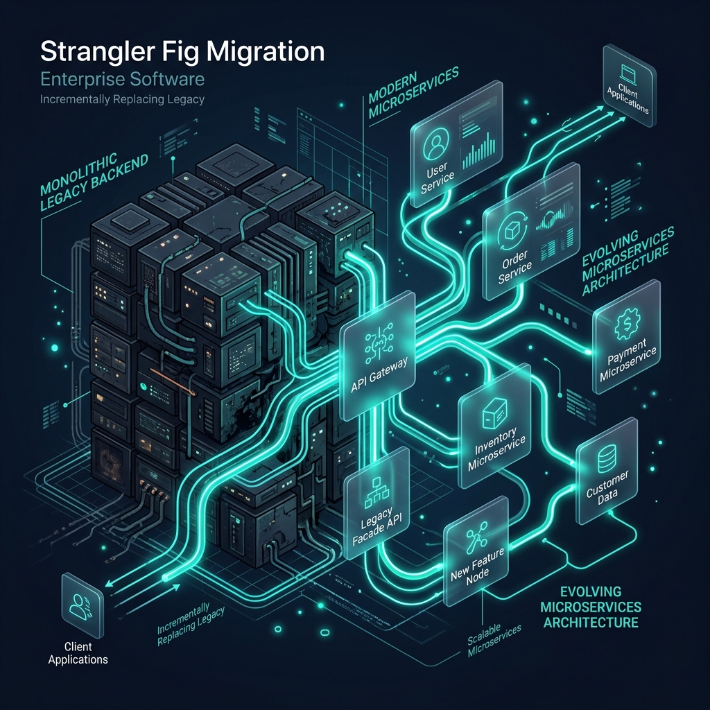 The strangler-fig migration that saved FinCore